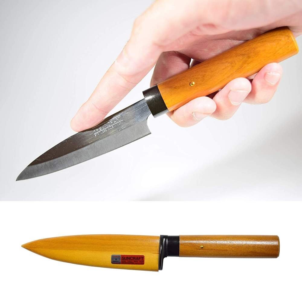 Japanese High Carbon Stainless Steel Fruit Knife With Oak Wood Handles,  Knife Resists Rust and Stain, Sharp Paring Knife for Cutting Fruit 