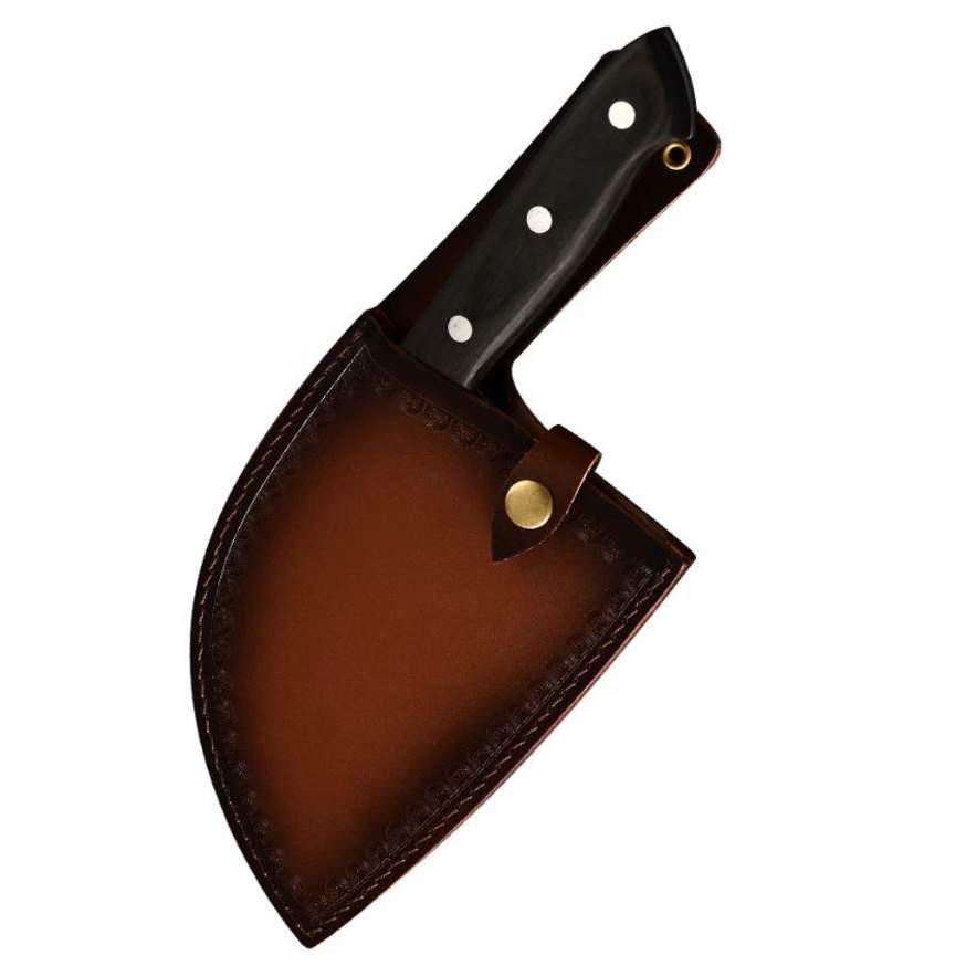 6.7 Handmade Full Tang High Carbon Clad Steel Cleaver Knife with Leather  Sheath