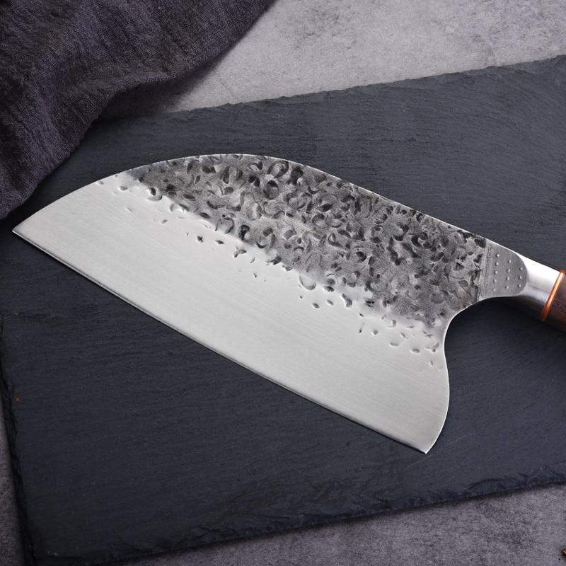 Butcher Knife Kitchen Chef Slicing Meat Vegetable Forged 5Cr15Mov Steel  Wood Cut