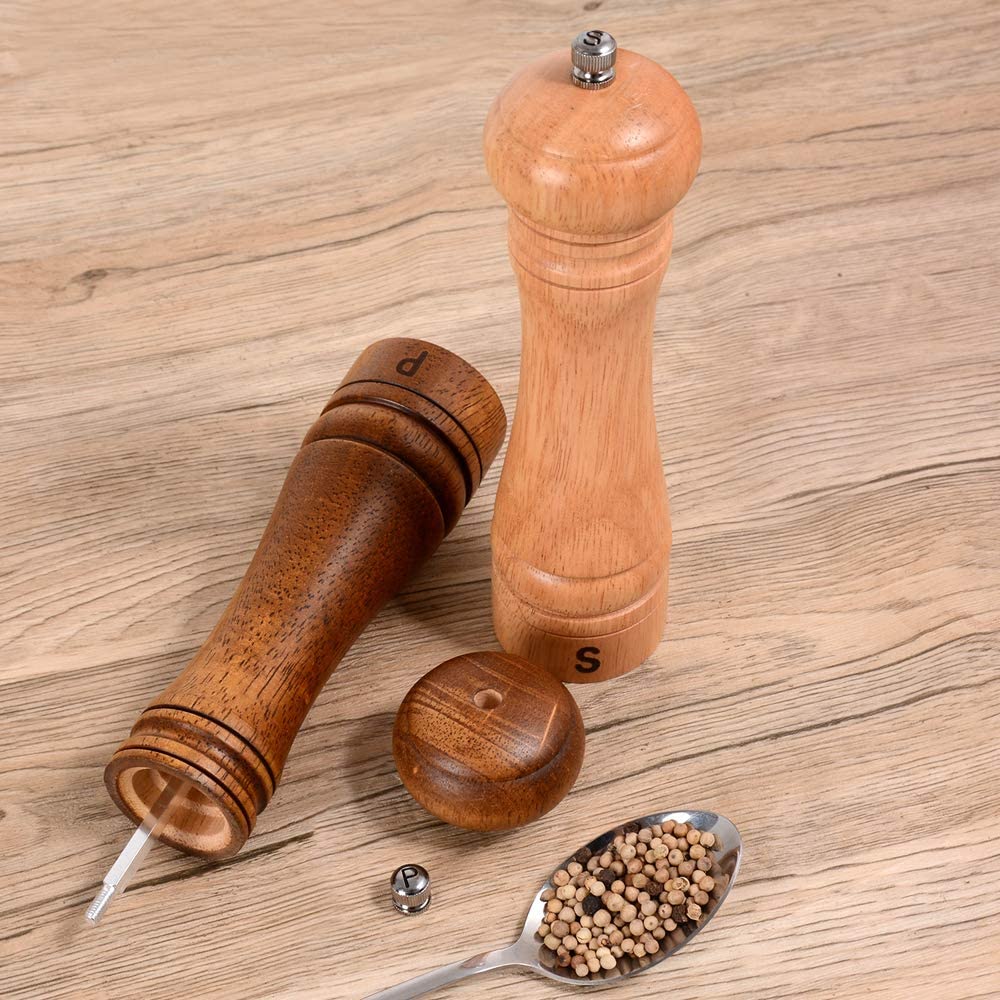 Home Kitchenware Salt Pepper Spice Mill Grinder Shaker Wood Color