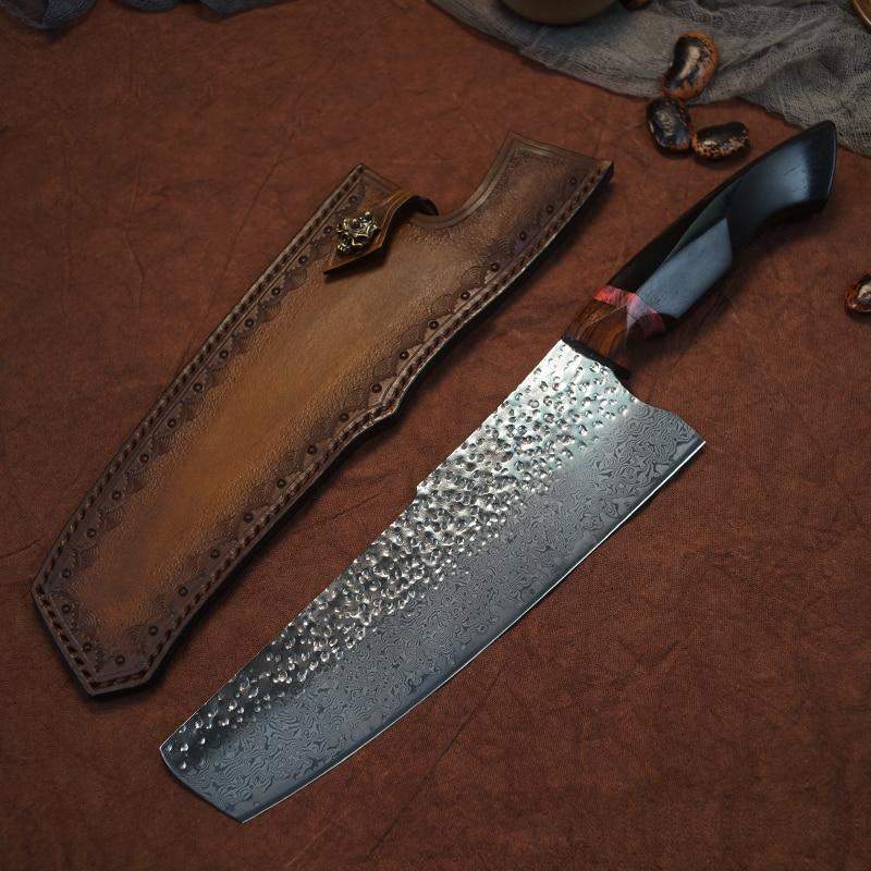8 Inch VG10 Hammered 103 Layers Damascus Steel Chef's Nakiri Knife - Gift Box - TOROS - COOKWARE BAKEWARE & GRILL STORE