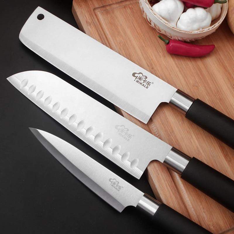 OOU High Carbon Black Stainless Steel Professional Cleaver Knives Set 3pcs