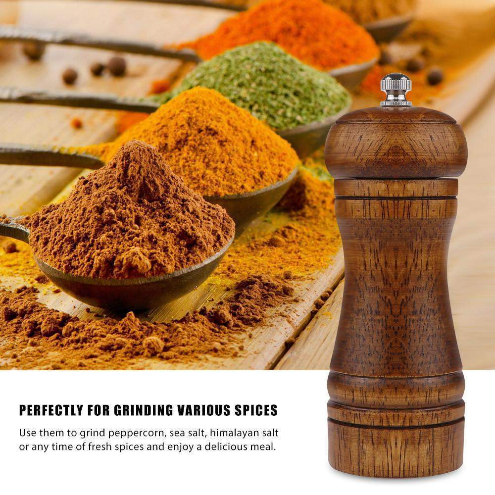 Manual Salt Pepper Grinder Oak Wood Pepper Mill Spice Salt Grinder Mill  Tools