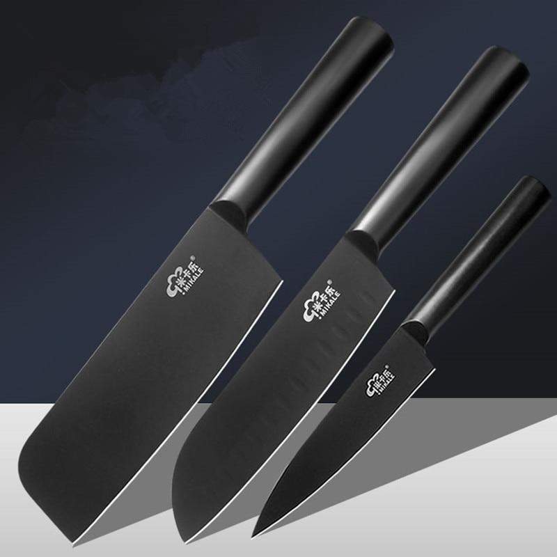 3 Piece Fe302 Black Oxidation Technology Stainless Steel Kitchen Knives Set-Knife Set-TOROS - COOKWARE BAKEWARE &amp; GRILL STORE
