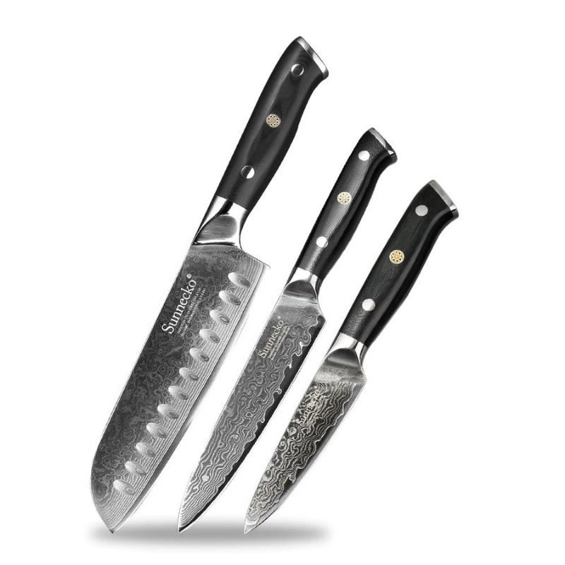 Kitchen Knife Set 73 Layers VG10 Damascus Steel Knives Chef Santoku Wood  Handle