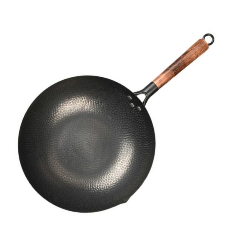 34cm Heavy Iron Wok Traditional Hand-forged Cast Iron Wok Non-stick Pan  Non-coating Gas Cooker Kitchen Cookware - AliExpress
