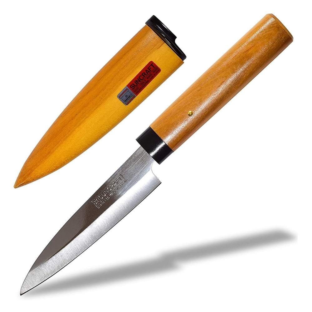 3.7 inch Professional Japanese Small Fruit Knife with wooden handle and  sheath