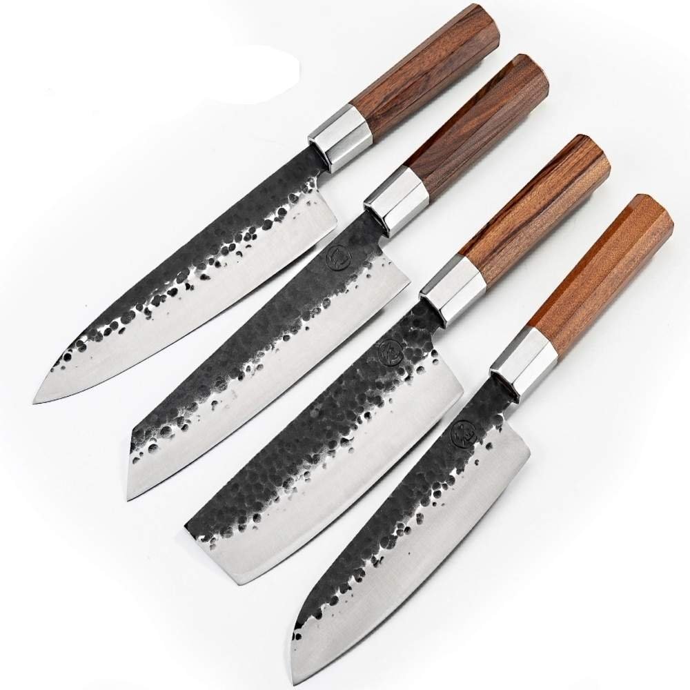 4 Piece Hand Forged Supreme Quality High Carbon Steel Kitchen Knives Set
