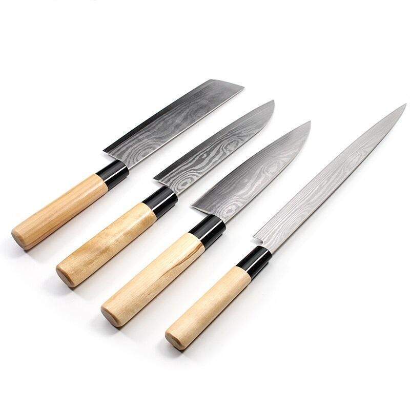 4 Piece Traditional Japanese kitchen knives Set with wooden handles - TOROS - COOKWARE BAKEWARE & GRILL STORE