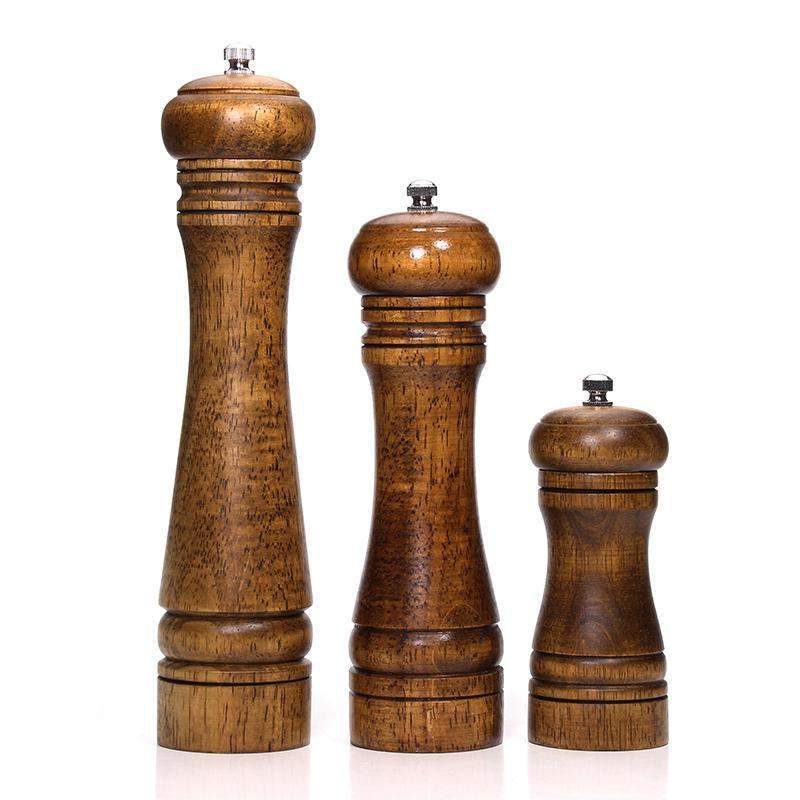 Salt and Pepper Grinder Set with Wood Tray, Manual Sea Salt, Spice and  Peppercor