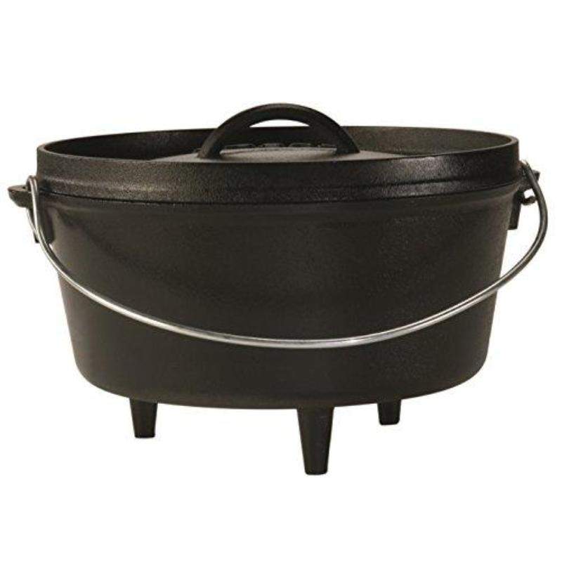 Lodge cast iron dutch oven, large campfire cooking pot w/ lid for coals