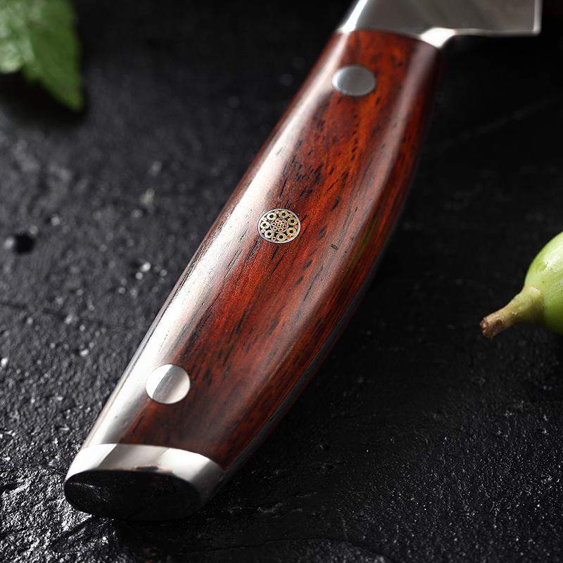 Damascus Chef Knives with Rosewood Handles – 5 Knife Set