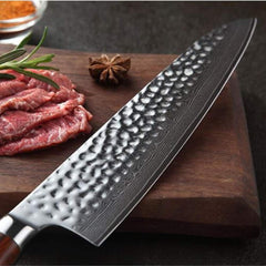 5 Pieces Damascus steel Hammered kitchen knife set, 2 tone Black wood –  Damascus Palace Inc