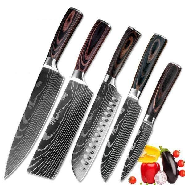 5 Pieces Complete Pro 7CR17Mov Stainless Steel Kitchen Knives Set - TOROS - COOKWARE BAKEWARE & GRILL STORE