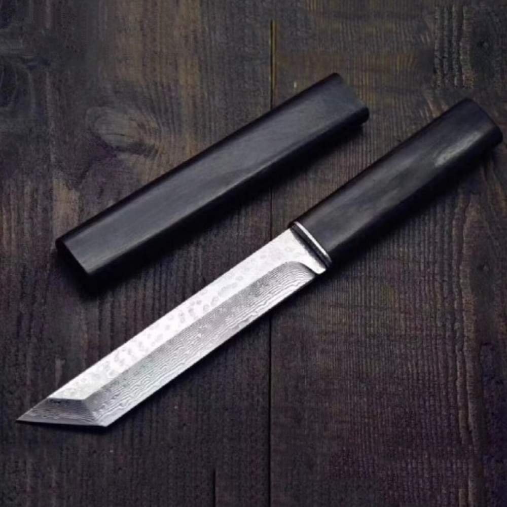 5.5 inches VG10 Damascus Steel Paring Knife with one piece Ebony Handle  Scabbard
