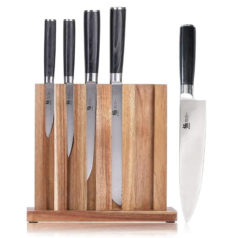 6 Pieces Premium Kitchen Knives Set With Acacia Wooden Knife Block - TOROS - COOKWARE BAKEWARE & GRILL STORE