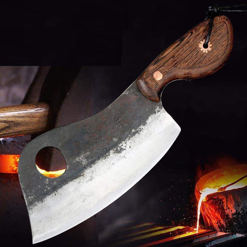 Heavy Duty Meat Cleaver with Full Tang Blade - Wooden Handle
