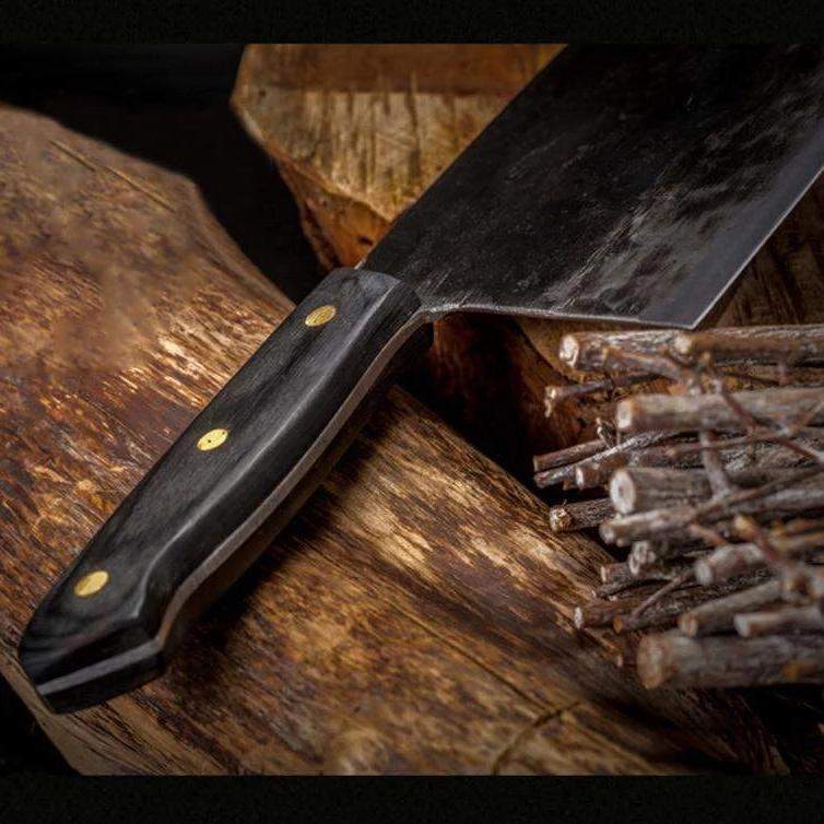 Full Tang Butcher Knife Handmade Forged Steel Wood Handle Chef Cleaver Beef  Cut