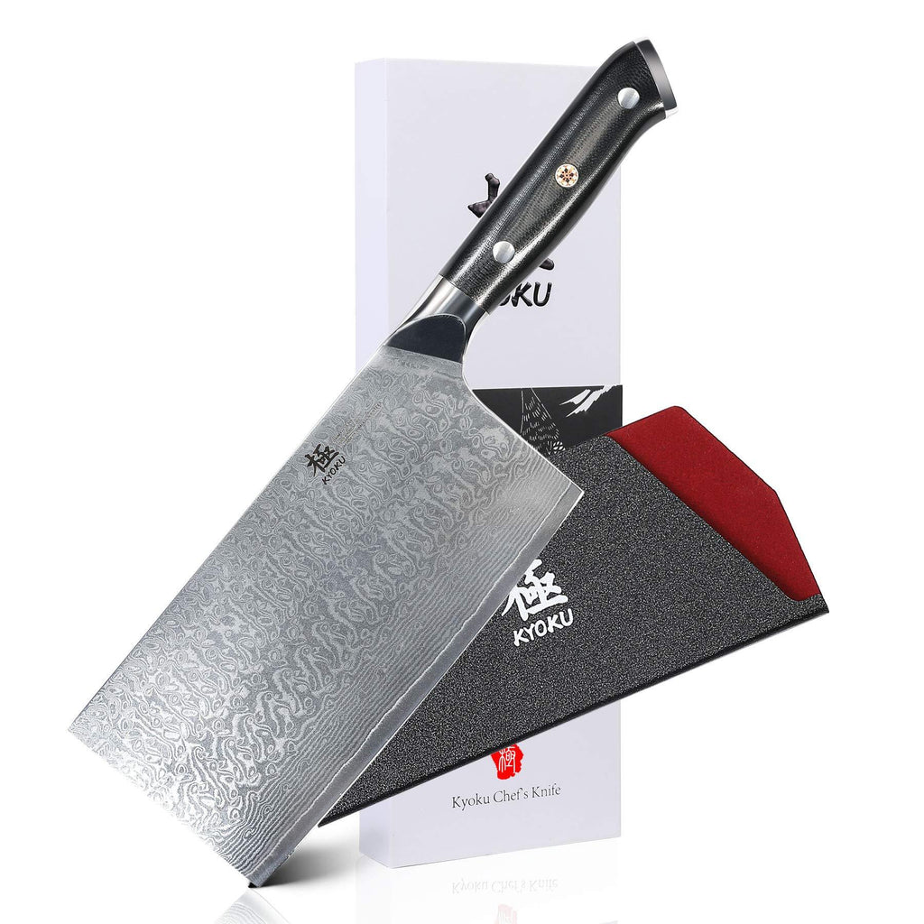 7 inch Forged Damascus VG10 Steel Cleaver Knife - with Sheath & Case - TOROS - COOKWARE BAKEWARE & GRILL STORE
