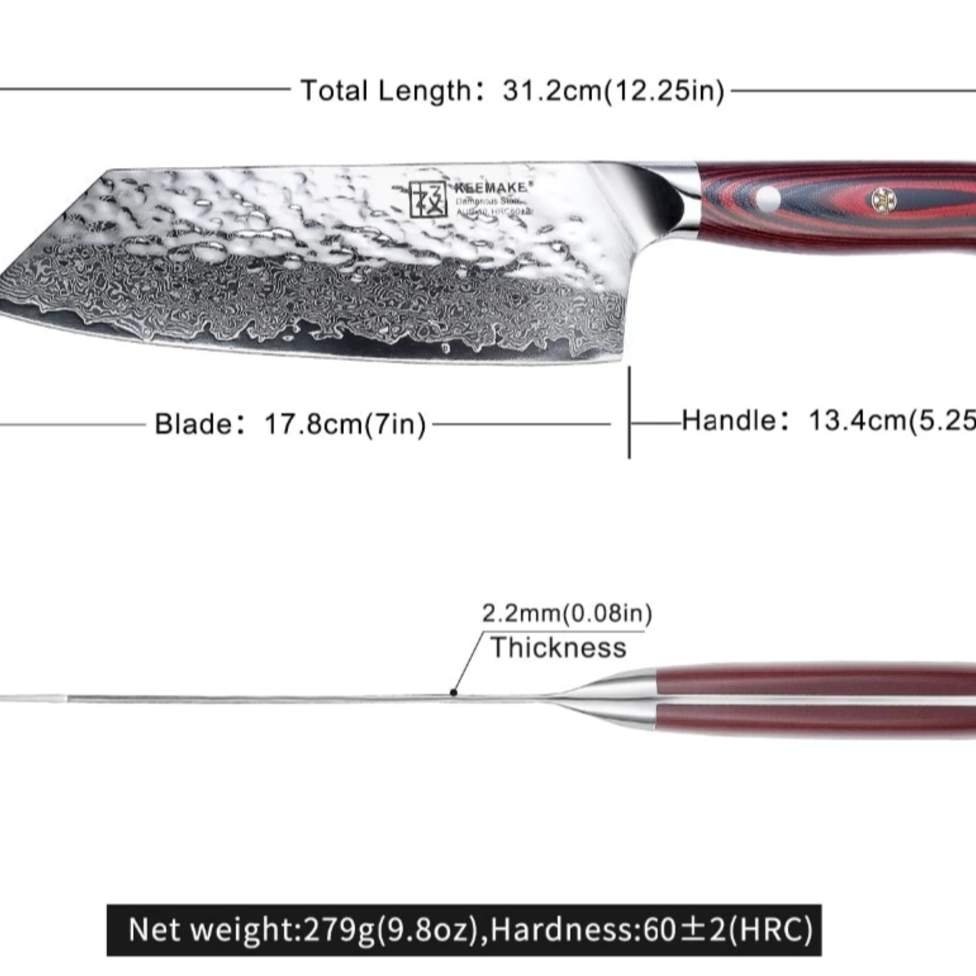KEEMAKE 8 Japanese Chef Knife Damascus AUS-10 Steel Blade Kitchen