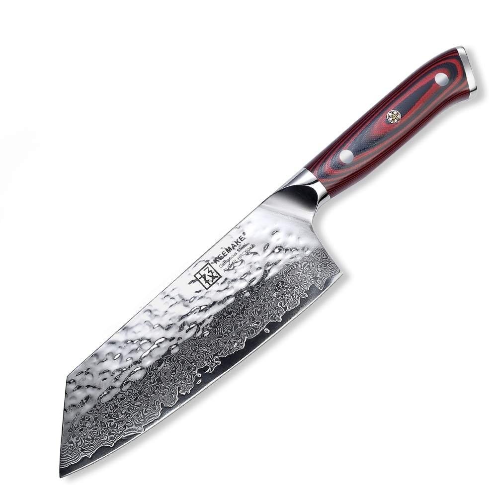 7 inch Kiritsuke Chef's Knife AUS-10 Hammered Damascus Steel 60 HRC - Gift Box - TOROS - COOKWARE BAKEWARE & GRILL STORE