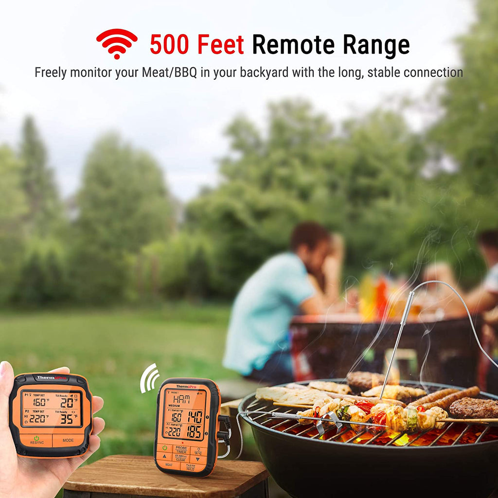  ThermoPro TP25 500ft Wireless Bluetooth Meat LCD Thermometer  with 4 Temperature Probes Smart Digital Cooking BBQ Thermometer for Grilling  Oven Food Smoker Thermometer, Rechargeable : Home & Kitchen
