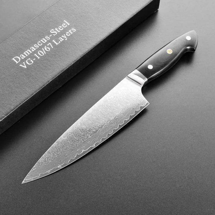 MOST-LOVED】High End 8 Inch Chef Knife VG10 Damascus Steel for Pro