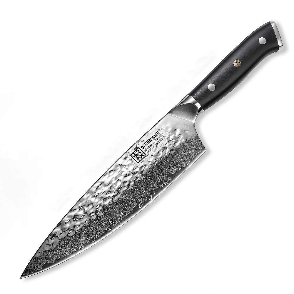 8 Inch Damascus Chef Knife With Sheath, G10 Handle
