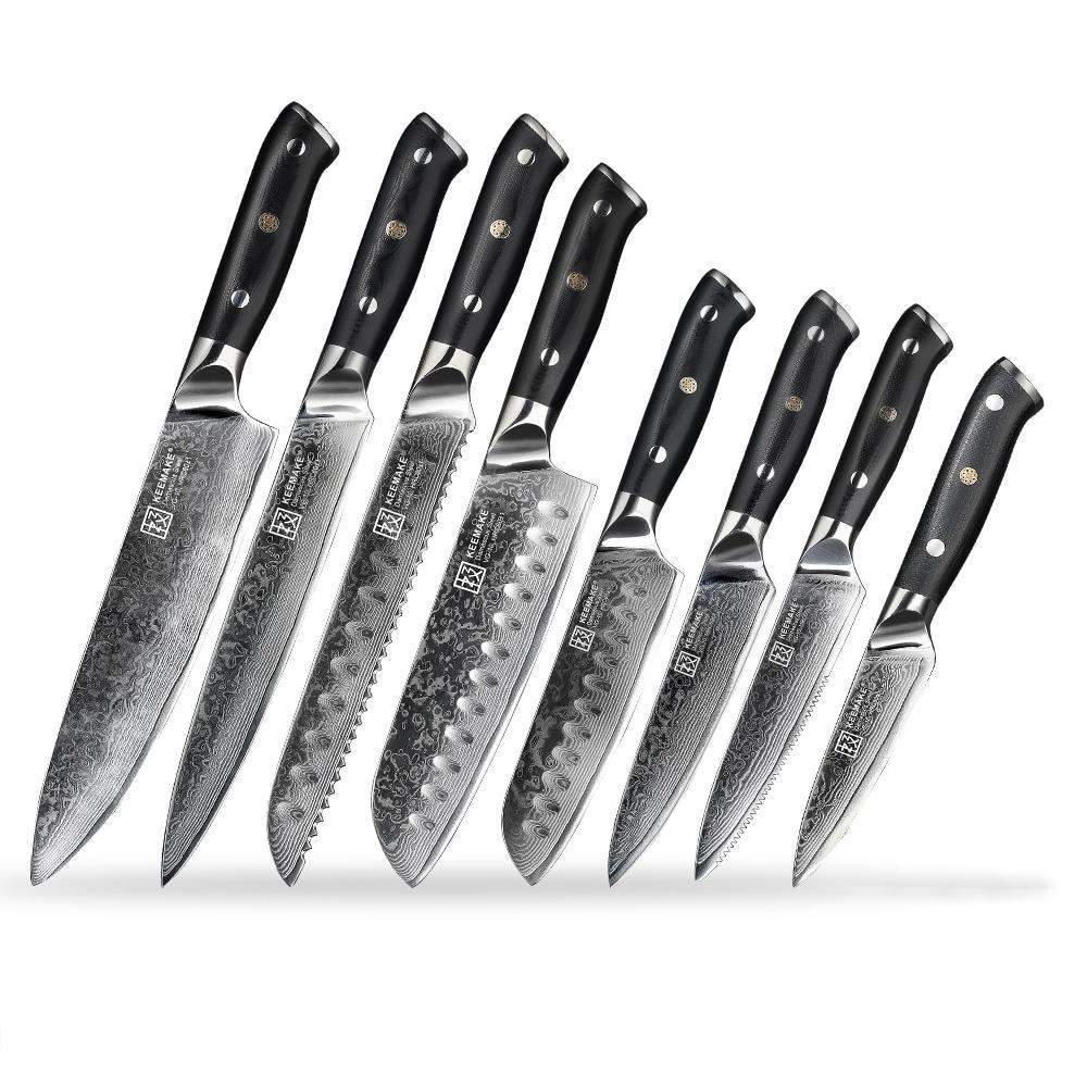 8 Piece Chef's Complete Kitchen Knives Set - 73 Layers Damascus Steel VG10 Core - TOROS - COOKWARE BAKEWARE & GRILL STORE
