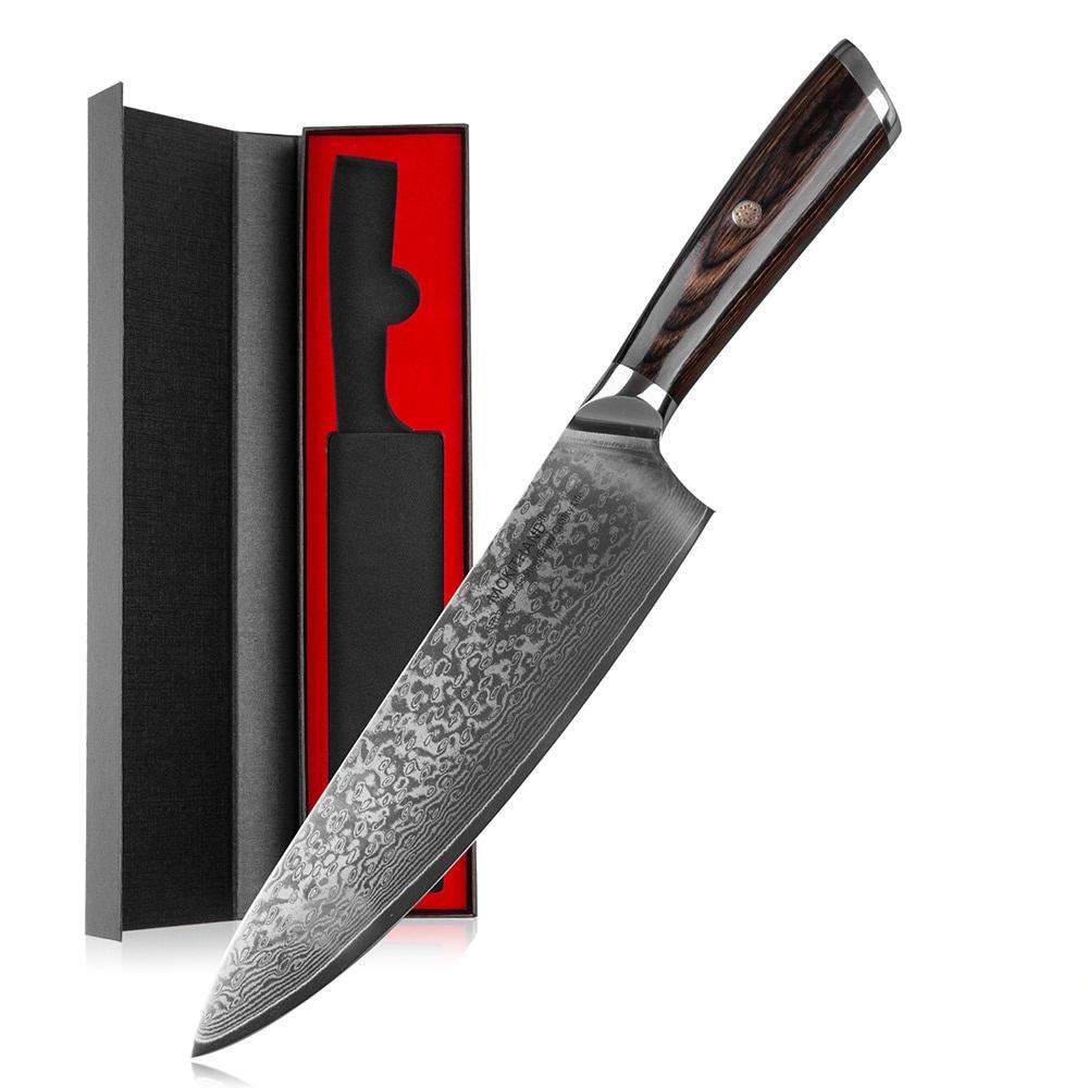 8" Pro Chef's Knife 67 Layer Damascus Steel VG10 with Pakka Wooden Handle - TOROS - COOKWARE BAKEWARE & GRILL STORE