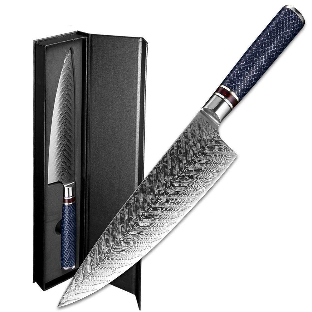 8.5 Inch Damascus Steel Chef's Knife with a Unique Honeycomb & Resin Handles - TOROS - COOKWARE BAKEWARE & GRILL STORE