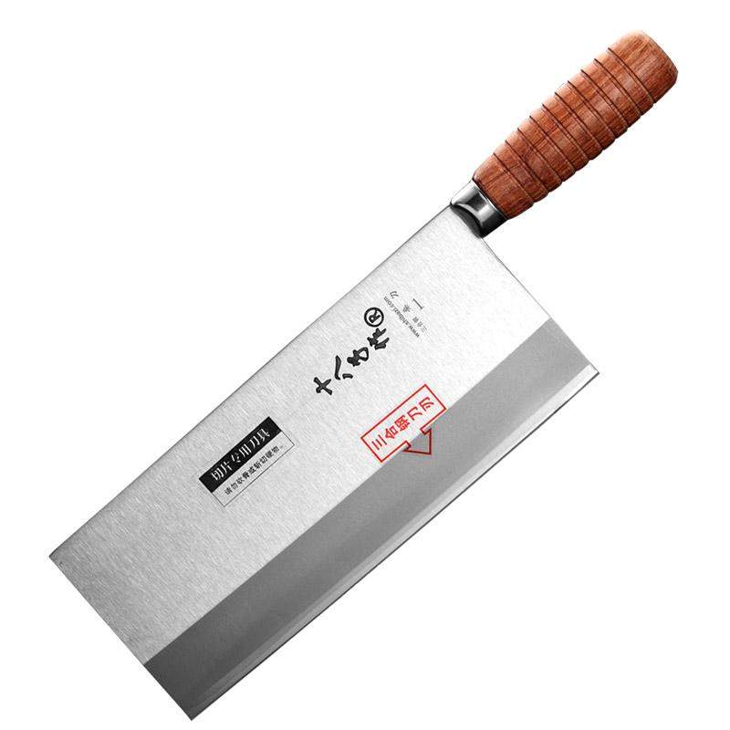 SHI BA ZI ZUO Chinese Knife Vegetable Meat Knife 6.7-inch Stainless Steel  Slicer Cleaver, Wooden Handle with Moderate Weight