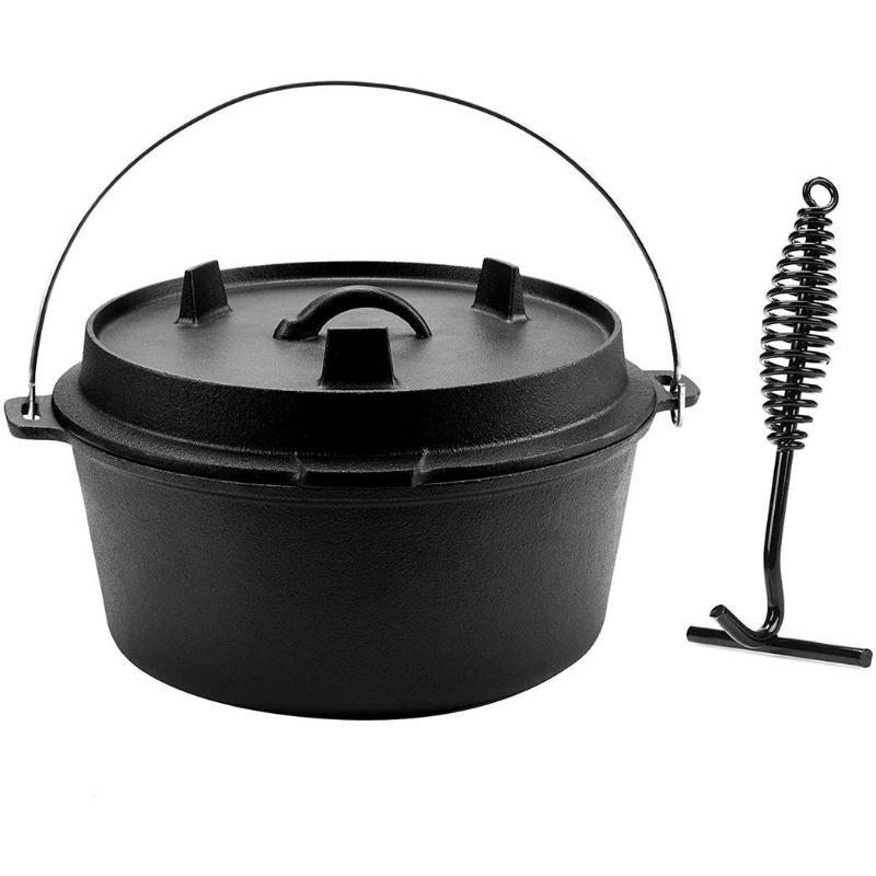 9 Quart Pre-Seasoned Cast Iron Dutch Oven with Lid and Lid Lifter - TOROS - COOKWARE BAKEWARE & GRILL STORE
