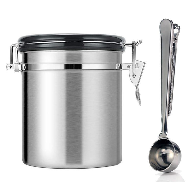 Airtight Stainless Steel Fresh Coffee Canister with CO2 Valve & Coffee Scoop - TOROS - COOKWARE BAKEWARE & GRILL STORE