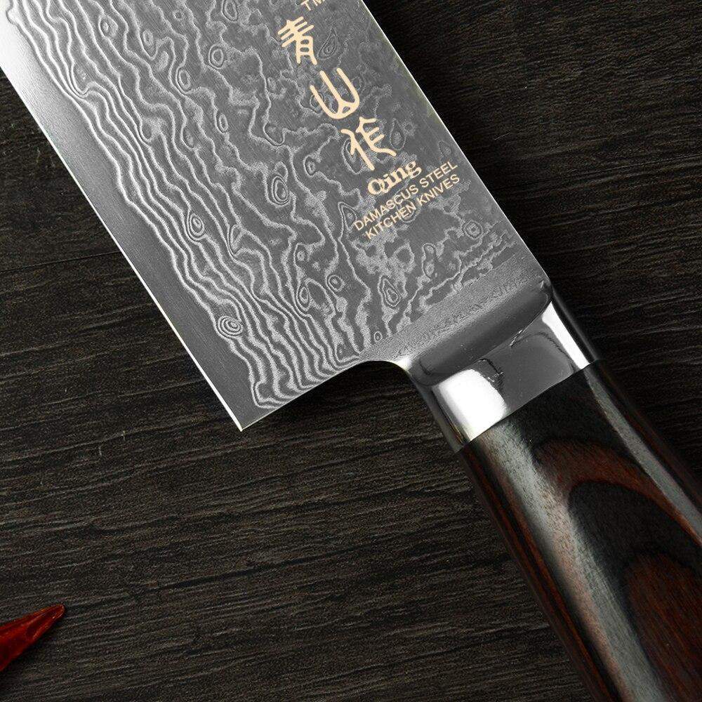 Complete Kitchen Knives Set - VG10 Damascus Steel With Color Wooden Handle
