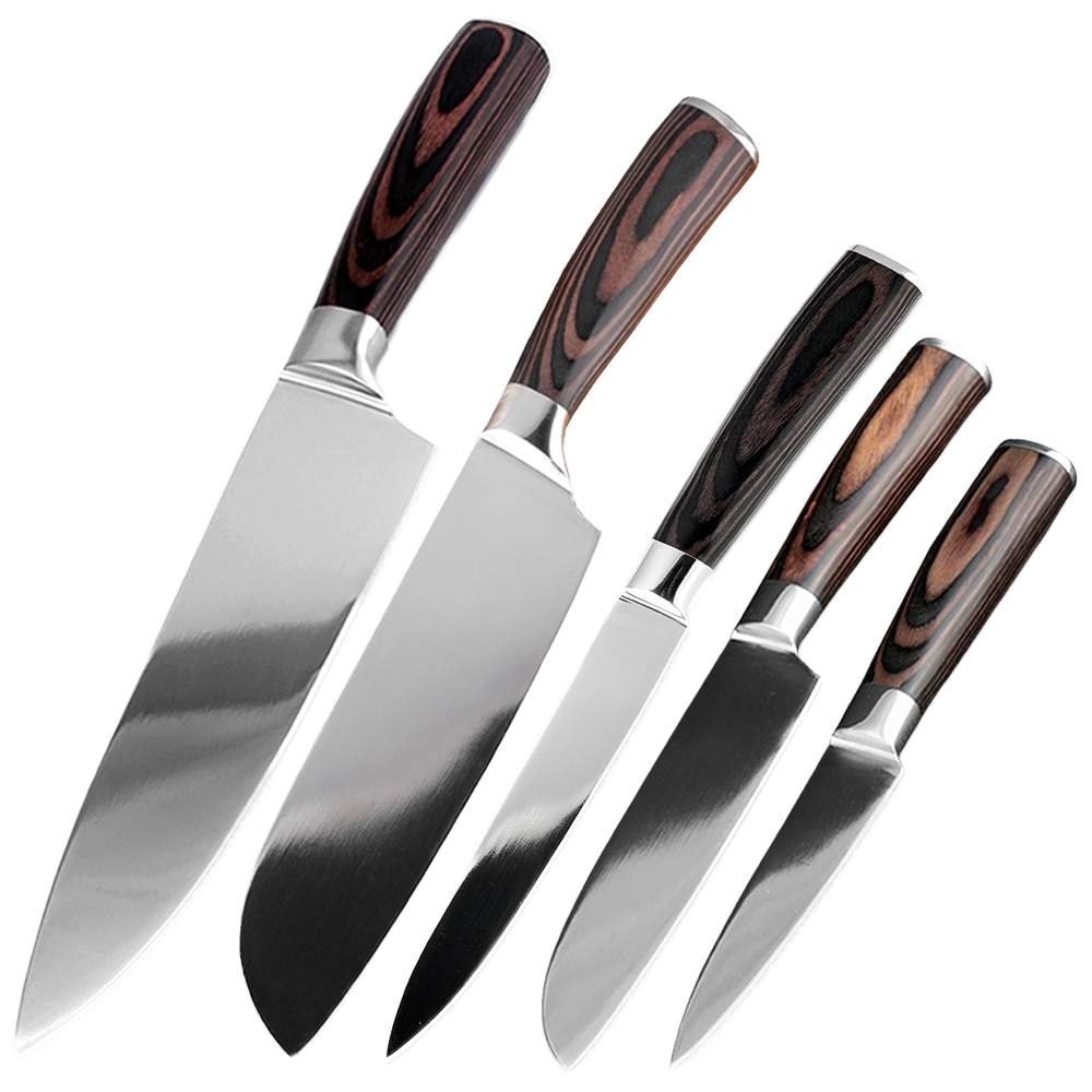 7PCS Knives Set with Gift Box German 1.4116 Steel Chef Kitchen Knife Sets  Utility Bread Santoku Paring Cleaver Slicer