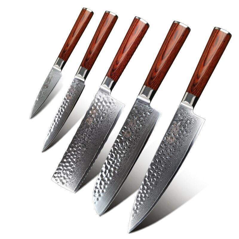 Complete Professional 67 Layers Japanese Hammered Damascus Steel Kitchen Knife Set - TOROS - COOKWARE BAKEWARE & GRILL STORE