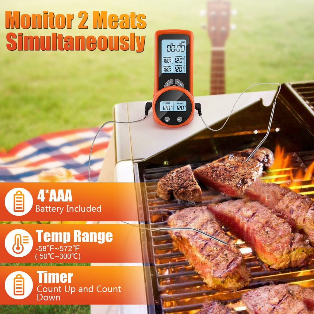 Wireless Meat Thermometer, Accurate Fast Read Digital Grill Thermometer ...
