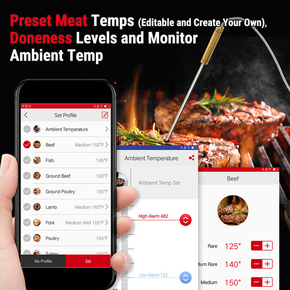 ThermoPro TP25 500ft Wireless Bluetooth Rechargeable Meat