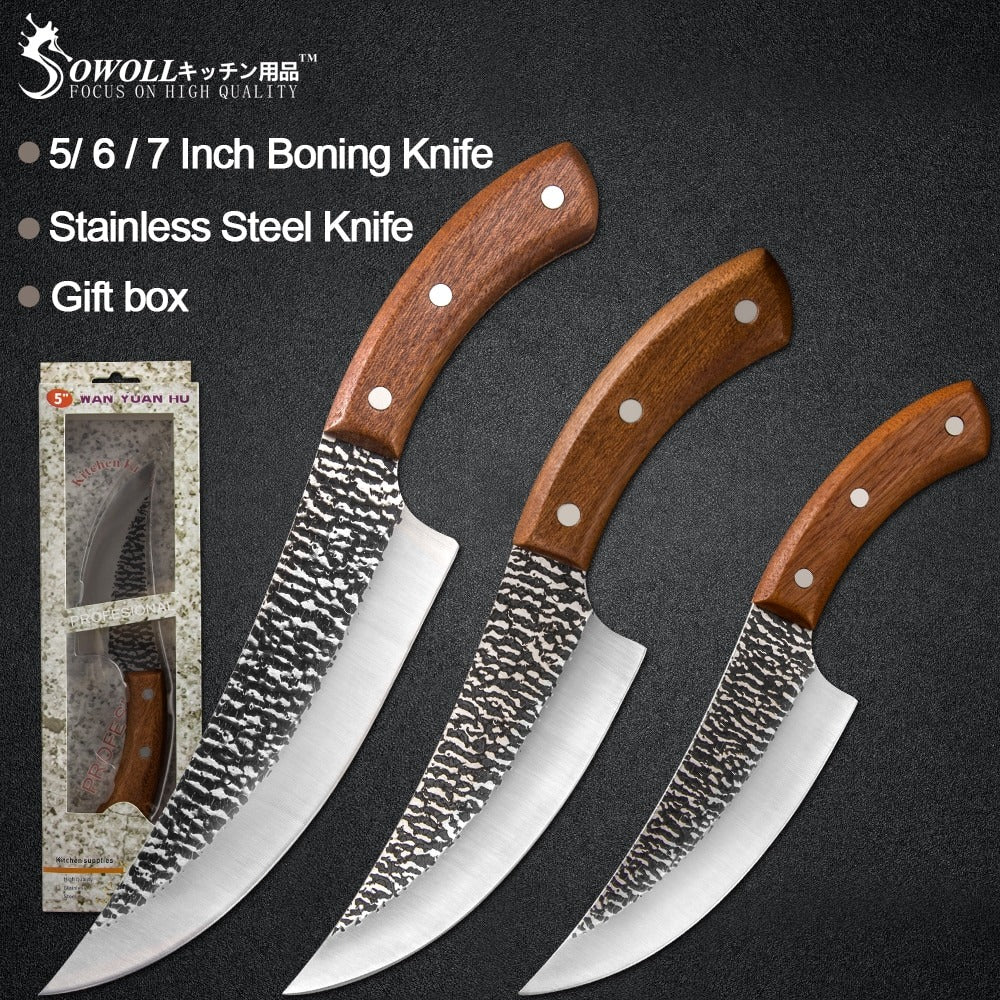 5'', 6'', and/or 7'' Kitchen Forged Boning Knife | High Carbon Blade, Full Tang Wood Handle