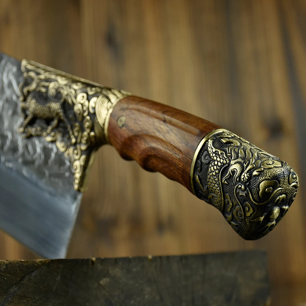 Dragon Bone Heavy Cutting Knife Handmade Forged Stainless Steel