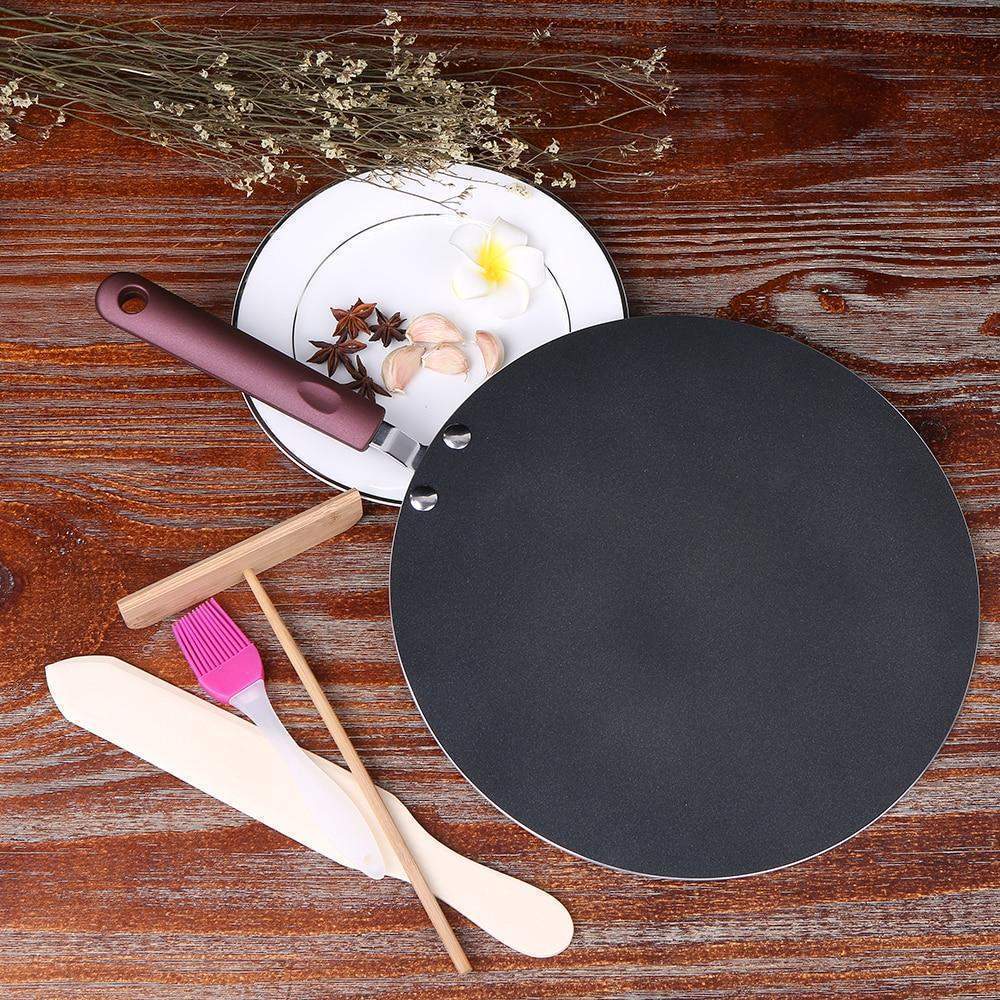 Flat Pancake and Crepe Pan With Spreader Brush & Spatula