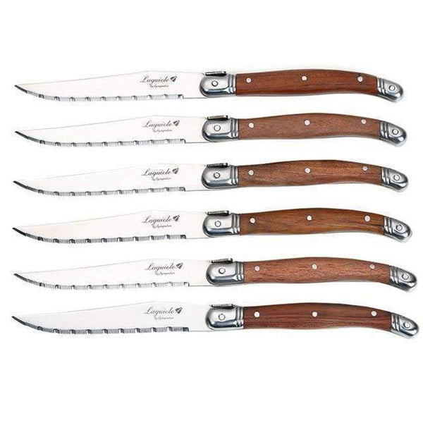 Laguiole Knives in Wooden Block, Stainless Steel Set of 6 main image 0