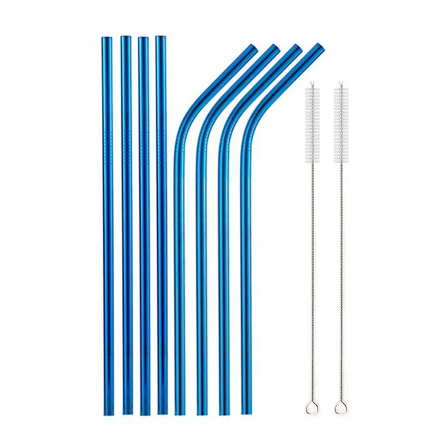 Eco-Friendly Reusable Stainless Steel Straws and Cleaning Brush