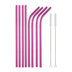 Reusable Metal Drinks Straws Set with Cleaner Brush 304 Stainless