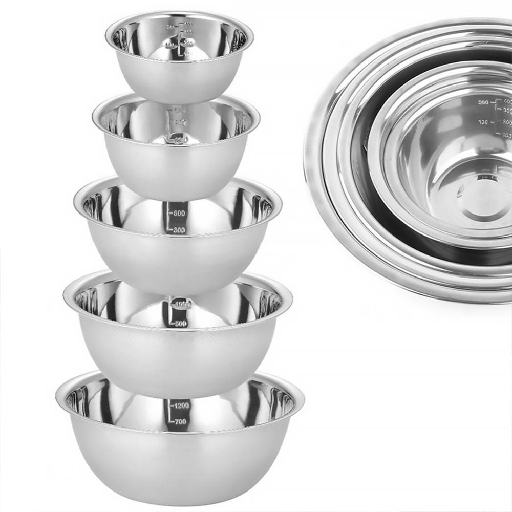 Stainless Steel Prep (5) Bowls-Household Kitchen-Outdoor Kitchen-Camping Bowls-(Set Of 5)