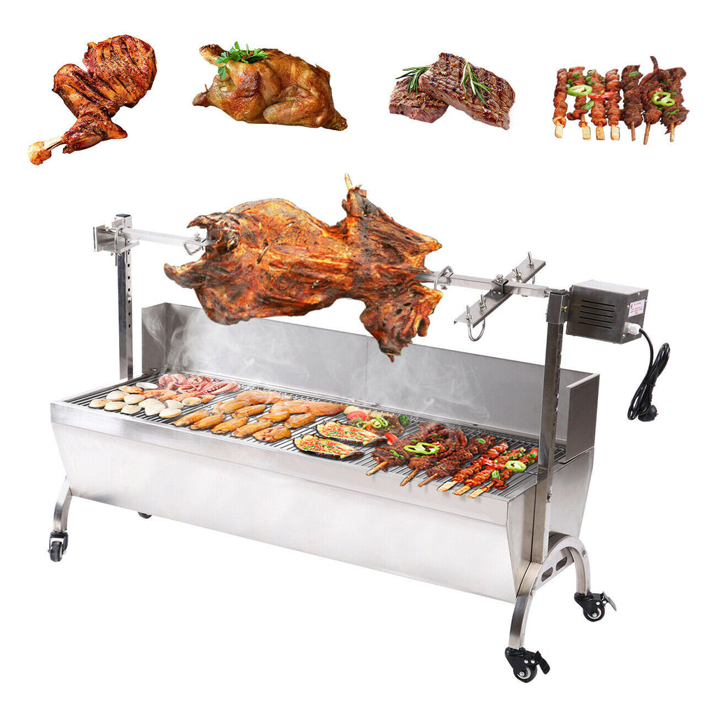 25W Rotisserie Large Roaster Spit-Charcoal BBQ Grill-Whole Hog, Lamb, Chickens, BBQ Portable Picnic Outdoor Cooker Grill, 110V, 25W Rotisserie