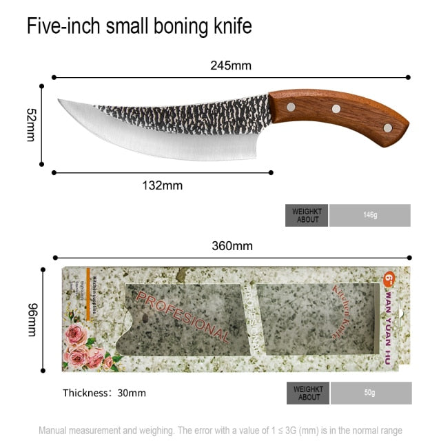 5'', 6'', and/or 7'' Kitchen Forged Boning Knife, High Carbon Blade, Full  Tang Wood Handle