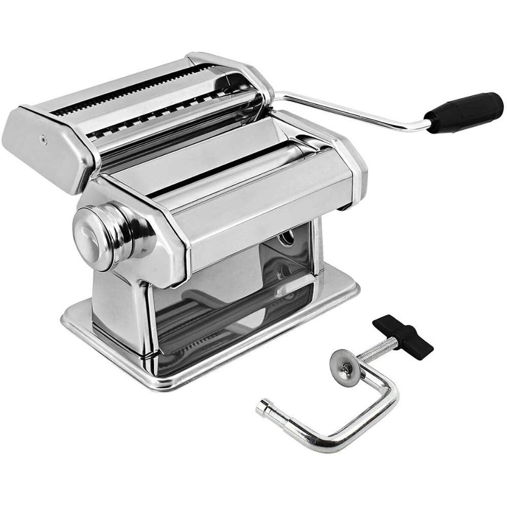 Stainless Steel Manual Pasta Maker Machine With Adjustable Thickness  Settings for Homemade Spaghetti and Fettuccine
