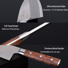 KEEMAKE Deba Knife 6 inch, Double Bevel Japanese 440C Stainless Steel  Fish/Fillet Knife with G10 Bolster Octagonal Wood Handle